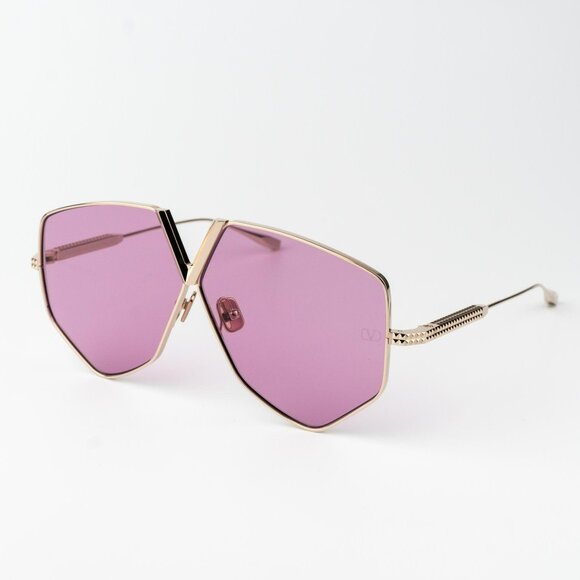 Valentino Men Sunglasses Titanium Gold Pink Oversized Aviator V - HEXAGON - Picture 1 of 14